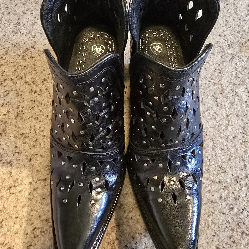 Black Cutout Leather Boots